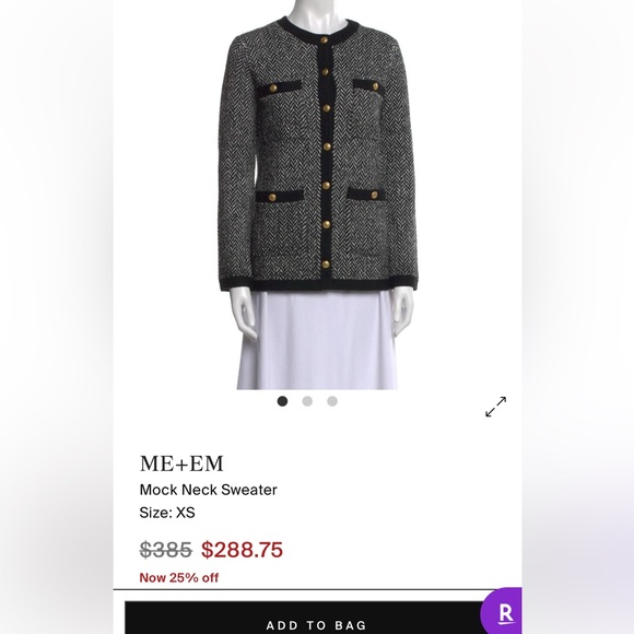 ME+EM Wool Blend Chevron Jacket NWOT. $288 plus $14.95 shipping on TRR! - Picture 8 of 10